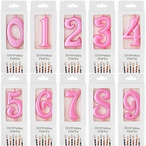 PHD CAKE 10-Count 0-9 Pink Number Birthday Candles, Number One Birthday, Pink Number Candles, Party Celebration, Baby Showers