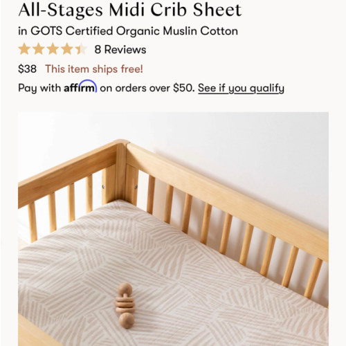 Babyletto All-Stages Midi Crib Sheet in GOTS Certified Organic Muslin Cotton