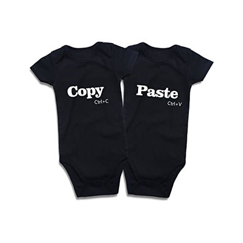 DEFAHN Funny Twins Baby Bodysuits Boys Girls Rompers 2 Pack Twin Matching Clothes Outfits for Newborn Infant