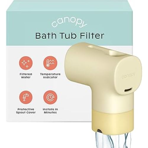 Canopy Baby Bath Tub Filter – Gentler Water Filtration for Delicate Skin | Reduces Chlorine & Irritants | BPA-Free Silicone Spout Cover | Easy Tool-Free Install | Activated Carbon Filtration