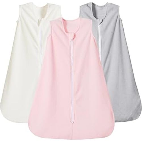 PHF 3 Pack Warm Micro-Fleece Baby Sleep Sack 18-24 Months, Soft Baby Wearable Blanket, 2-Way Zipper Sleeping Bags, Comfy Sleeping Sack for Infant Newborn Girls, X-Large Size, Snow White&Grey&Pink