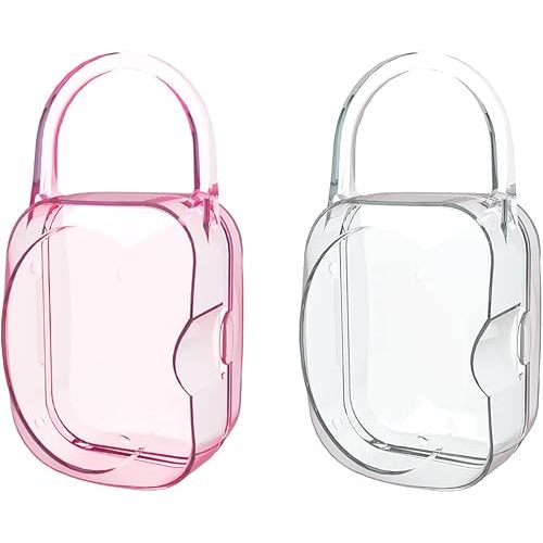 Pacifier Case Classic (Pack of 2, Clear, Pink)