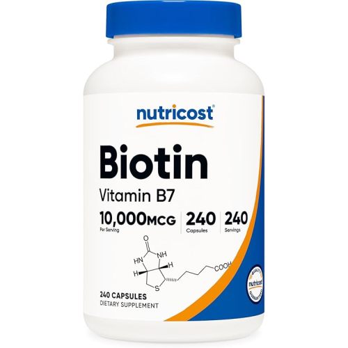 Nutricost Biotin (Vitamin B7) 10,000mcg (10mg) Vitamin Supplement, 240 Capsules - Vegetarian, Gluten Free, Quick Release, Non-GMO