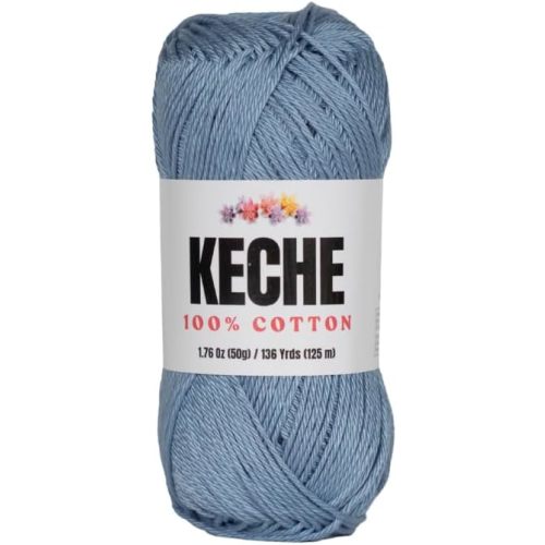 Cotton Yarn - 100% Cotton Yarn for Crocheting and Knitting, Mercerized Cotton Amigurumi Yarn Fine-Sport 2 1.76 oz (50g) / 136 Yrds (125 m) - Blue