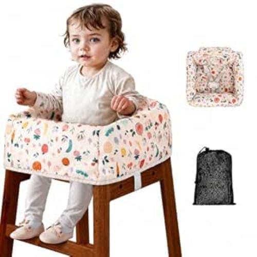Baby High Chair Cover for Restaurants with Safety Harness White