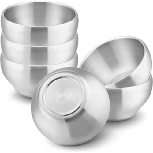HaWare 6-Piece Kids Bowls, 12oz SUS304 Metal Bowl for Toddler Children, Small Baby Bowls for Feeding/Soup/Snacks, Multipurpose 18/8 Stainless Steel Cereal Bowls, Double Walled, Dishwasher Safe