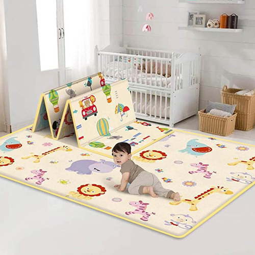 Sunggoko Cushion Baby Foldable Mat Reversible Non-Slip Baby Play Play Mat Mat Baby Crawling Home Textiles