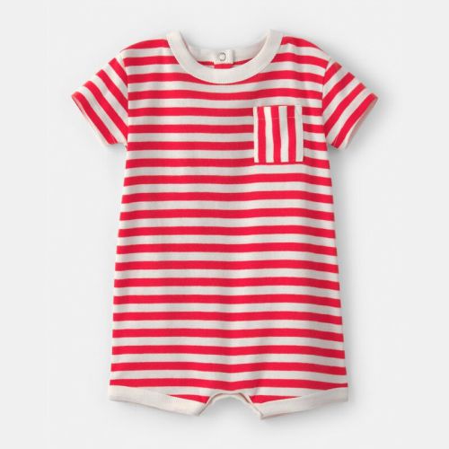 Baby Stripe Short-Sleeve Romper - Red/White | Carter’s Oshkosh Canada