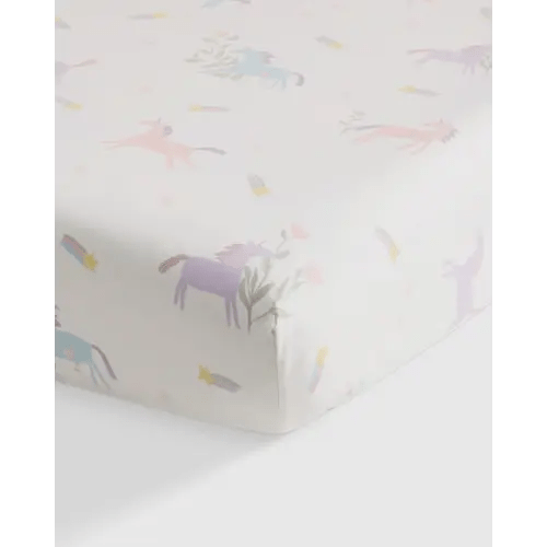 Organic Cotton Pattern Crib Sheet in Unicorns and Rainbows