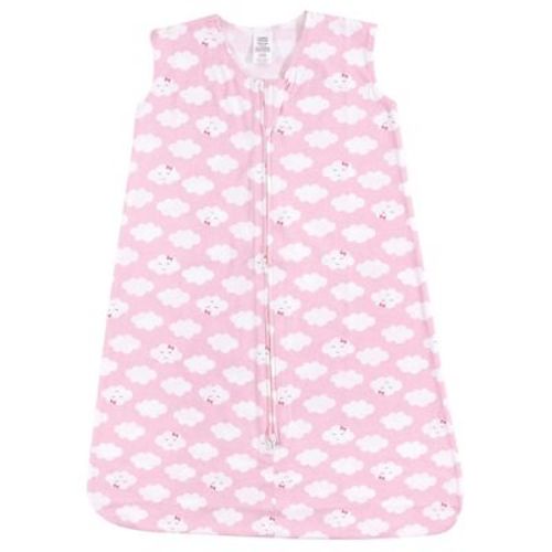 Luvable Friends Baby Girls Sleeveless Jersey Cotton Sleeping Bag, Sack, Blanket, Girls Clouds Jersey, 6-12 Months
