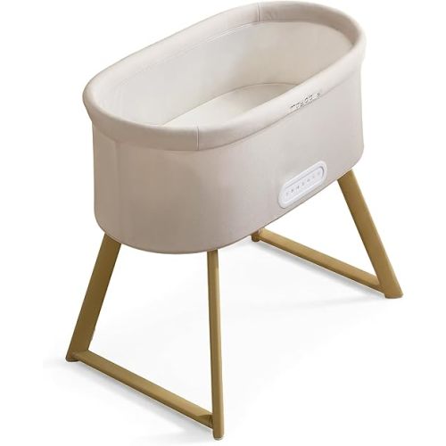 Maydolly Smart Soothing Baby Bassinet – Smart Newborn Bassinet with Cry Detection that Automatically Responds – Breathable Infant Sleeper for Newborns to 6 Months（Beige）