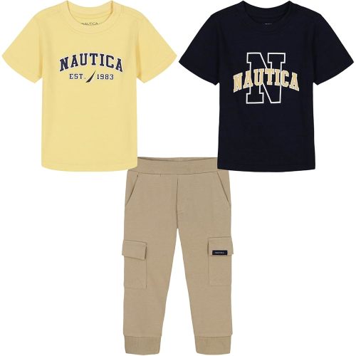 Nautica baby-boys 3 Pc Two Tee Pant Set