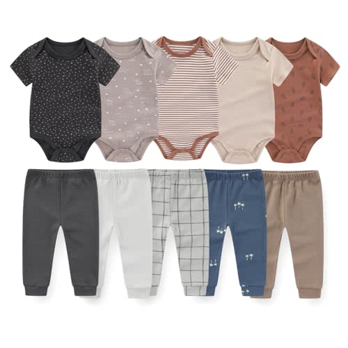 Unisex Baby Bodysuits and Pants Set 10 Pack Cotton Soft Infant Outfit New born Baby Boy Girl Clothes