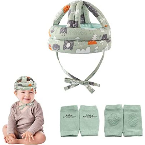 Baby Safety Helmet Infant Toddler Breathable and Adjustable Head Cushion Bumper Bonnet for Running Walking Crawling (Green),BB-1003 Green