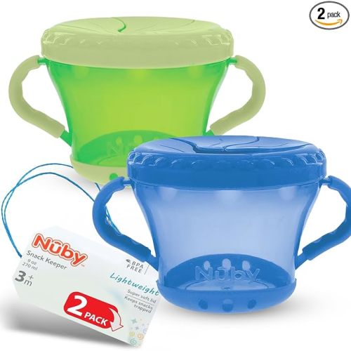 Nuby 2-Pack Snack Keepers, Blue and Green