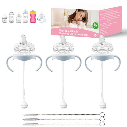 Sippy Cup Conversion Kit Compatible for Philips Avent Natural Baby Bottle, Weighted Sippy Cup Transition Kit with Handles for Kids, [Variable Flow] [Spill-Proof] [BPA-Free], 6m+