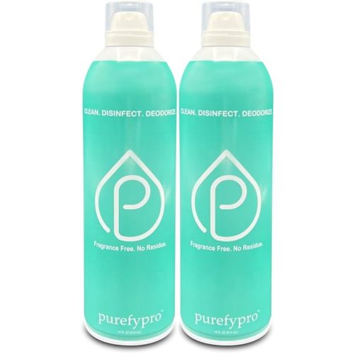 Purefypro Disinfectant Airesol Spray (14oz, 2 Pack) Eliminate 99.9999% Norovirus, HIV, Hepatitis, Flu, Monkeypox Viruses, MRSA, VRE, E Coli, Fungi. No Residue. No Rinse. Suitable for All Surfaces.