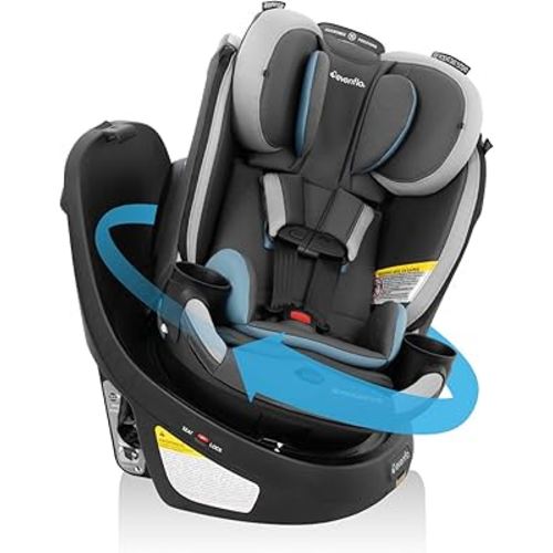 Evenflo Revolve360 Slim 2-in-1 Rotational Car Seat with Quick Clean Cover (Stow Blue)