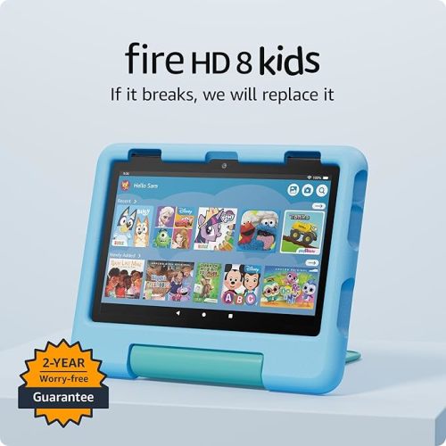 Amazon Fire HD 8 Kids tablet (newest model), ages 3-7. With bright 8" HD screen. Includes ad-free and exclusive content, parental controls and 13-hr battery, 32GB, Blue