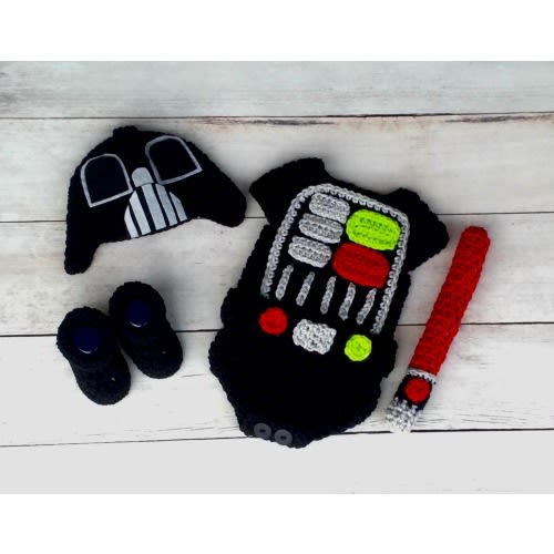 Crochet Star Wars Darth Vader Set Photo Prop/Newborn Darth Vader Prop/Infant Halloween Costume/Baby Shower Gift/Baby Star Wars Photo Prop