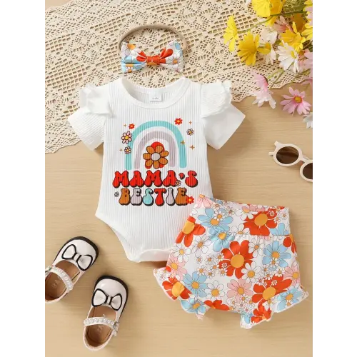 elegant sweet cute letter rainbow floral print - Temu