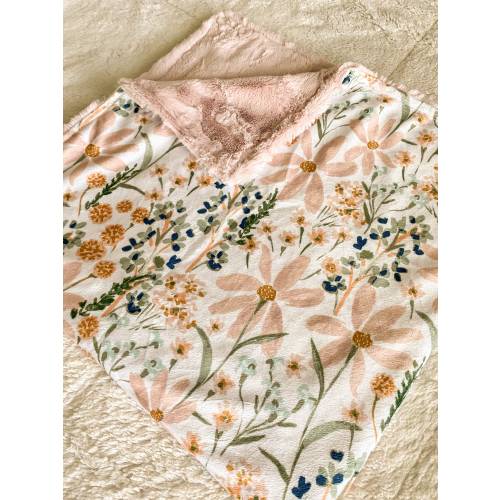 Minky Daisy Floral Baby Blanket, Blush Boho Nursing Pillow Cover, Girl Crib Bedding, Woodland Floral Baby, Country Swaddle, Sheet, Changing