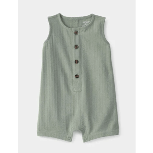 Baby Boy Solid Sleeveless Romper - Green | Carter's