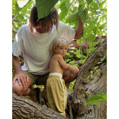 twin stripe terry pant | olive