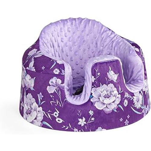 Baby Seat Cover Compatible with Bumbo Floor Seat, Removable Soft and Breathable Baby Seat Slipcover for Baby Girl Boy, Cover Only (Purple Floral)
