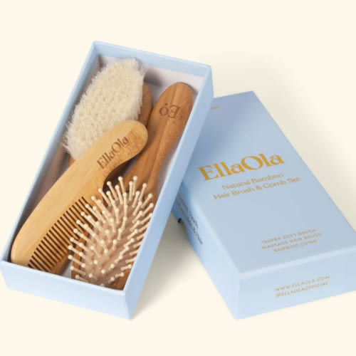 EllaOla 3-Piece Baby Bamboo Brush & Comb Set