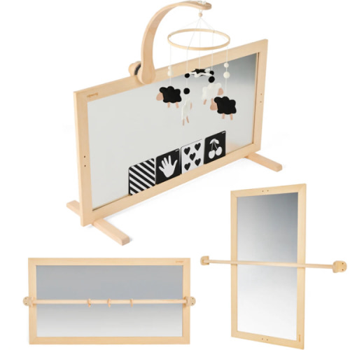 Montessori 3 In 1 Baby Mirror, Tummy Time Gym With Bar
