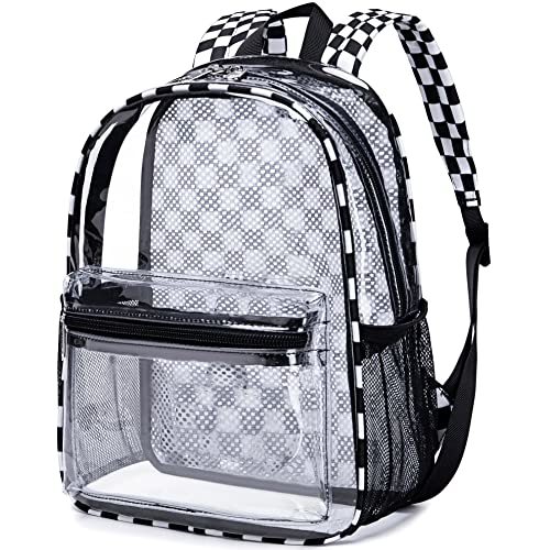 BTOOP Clear Mini Backpack for Stadium Events 12x12x6 Small Transparent Backpacks Plastic See Through Clear Bag for Concerts Work Festival Security Travel