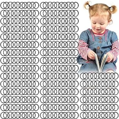 CÉLLOT 360PCS Black Elastic Hair Ties,2cm in Diameter No Crease Finger Rubber Hair Elastics,Small Thin Hair Ponytail Holders Hair Accessories for Women Girls Toddlers Kids