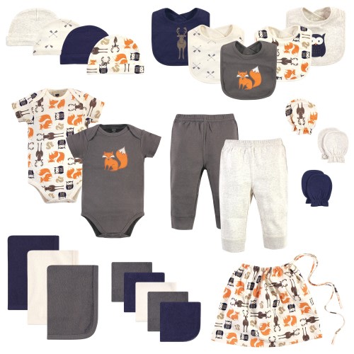 Hudson Baby Infant Boy Layette Start Set Baby Shower Gift 25pc, Forest, 0-6 Months - Forest