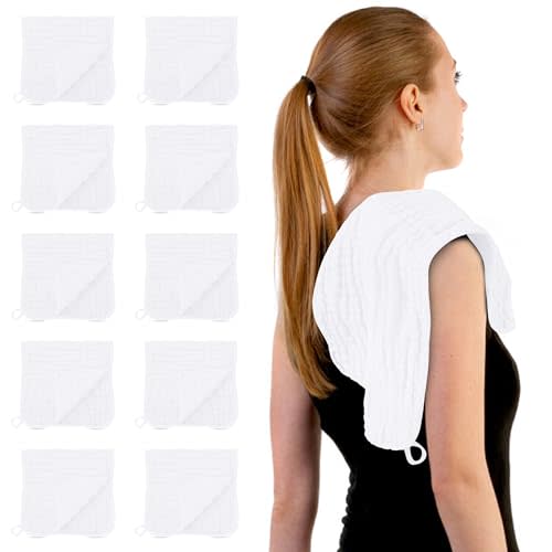 HIPHOP PANDA Muslin Burp Cloths, 10 Pack - Large 20" X10" - Ultra Absorbent and Soft 100% Cotton Baby Essentials Drool Rags and Messes for Newborn - Colorful Designs for Boy Girl, White