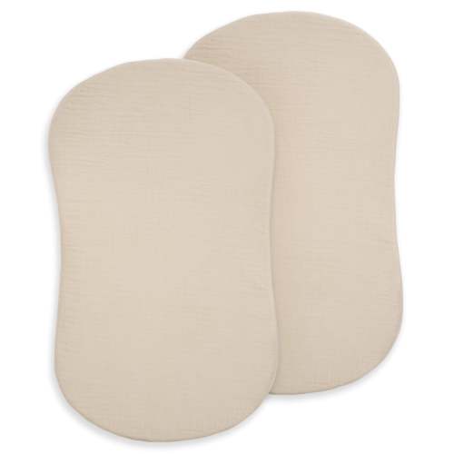 HALO - BassiNest Fitted Sheet 100% Organic Cotton Muslin | 2-Pack Oat