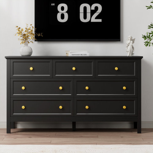 Winston Porter Dezmand Porter 7 Drawer Dresser, Modern Dresser With Gold Handles & Reviews | Wayfair