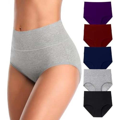 MISSWHO Cotton High Waisted Women Underwear Soft Briefs Full Coverage Comfy Ladies Panties (Regular & Plus Size)
