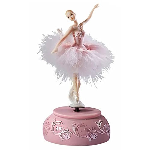 Ballerina Music Box Figurine Plays Swan Lake Tune, Musical Figure Hand-Painted Feather Skirt Ballet Recital Gift for Daughter Granddaughter Girls Wife Birthday