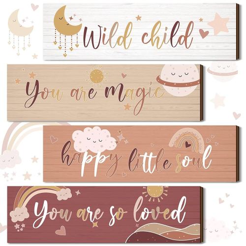 Blulu Boho Rainbow Inspirational Decor Art Wall Hanging Sign Inspiring You Are So Loved Rainbow Wooden Decoration for Bedroom Nursery Dorm(Colorful)
