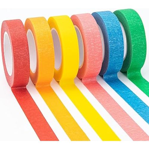 OWLKELA Colored Masking Tape 0.6" x 16 Yard Per Roll, 6 Rolls Rainbow Colors Painting Tapes, Painters Tape, Craft Tape, Labeling Tape, Paper Tape for Crafts & DIY Projects