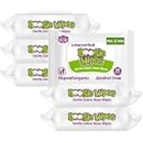 Boogie Wipes Gentle Saline Nose Wipes - Unscented - 180 Count | Hypoallergenic & Alcohol-Free - Made with Natural Saline, Aloe, Chamomile & Vitamin E - Diaper Bag Essential