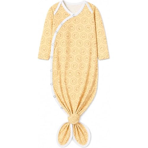 Copper Pearl Baby Gown - Knotted Newborn Sleepers for Baby Boy and Girl, Soft Stretchy Long Sleeve Infant Gowns with Bottom Tie and Hand Mittens, Perfect Hospital Coming Home Outfit (Vance)