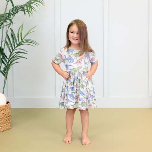 Larkspur Baby | Twirl Dress in Prehistoric Pals