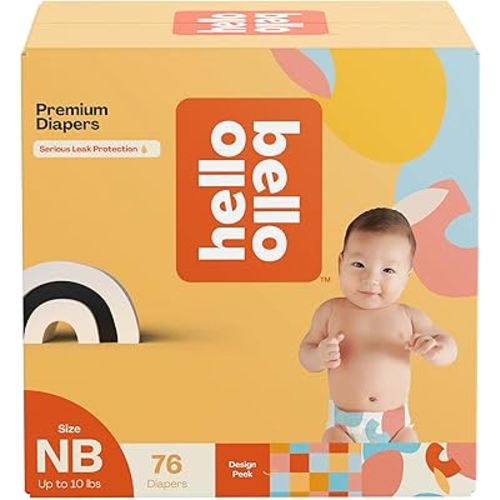Hello Bello Premium Newborn Diapers, Honeysuckle Designs, 76ct Club Box, Hypoallergenic and Extra Absorbent