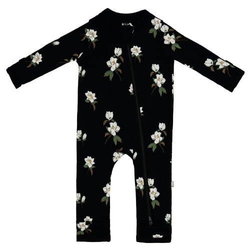 Zippered Romper in Small Midnight Magnolia