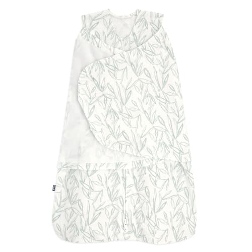 HALO 100% Cotton Sleepsack Swaddle, 3-Way Adjustable Wearable Blanket, TOG 1.5, Leaves, Small, 3-6 Months