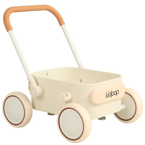 Kidpop PULA 2-in-1 Push and Pull-Along Wagon, Baby Push Walker for First Learner from 7 Month to 4 Year, One Year Birthday Gifts, Sturdy and Safe, Indoors and Outdoors (White)
