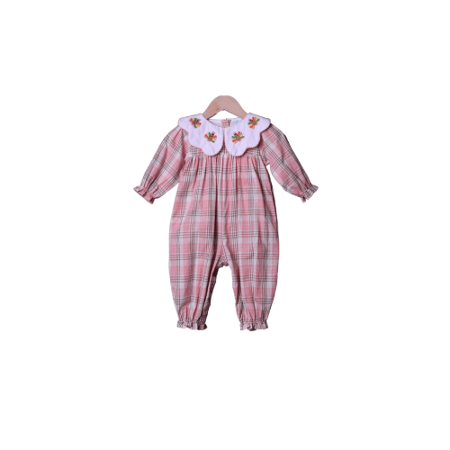 Crochet Turkey Pink Plaid Romper