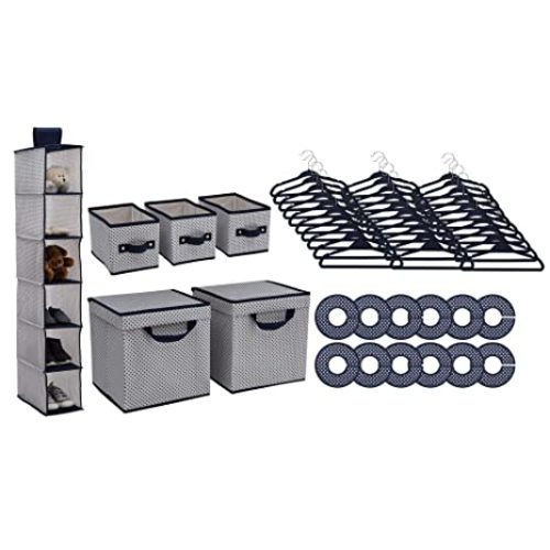 Delta Children Nursery Storage 48 Piece Set - Easy Storage/Organization Solution - Keeps Bedroom, Nursery & Closet Clean, Barely Pink